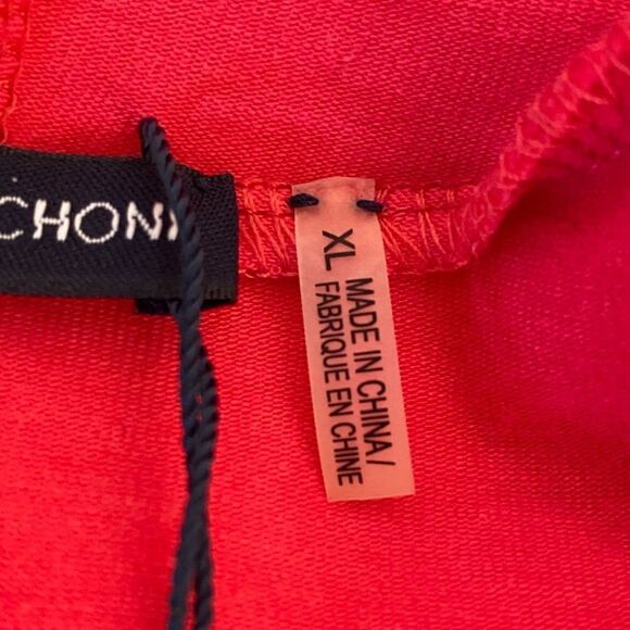1421 Magaschoni Ruched Hot Pink Size XL V Neck Hood Top Kangaroo  Pocket NWT - Picture 8 of 8